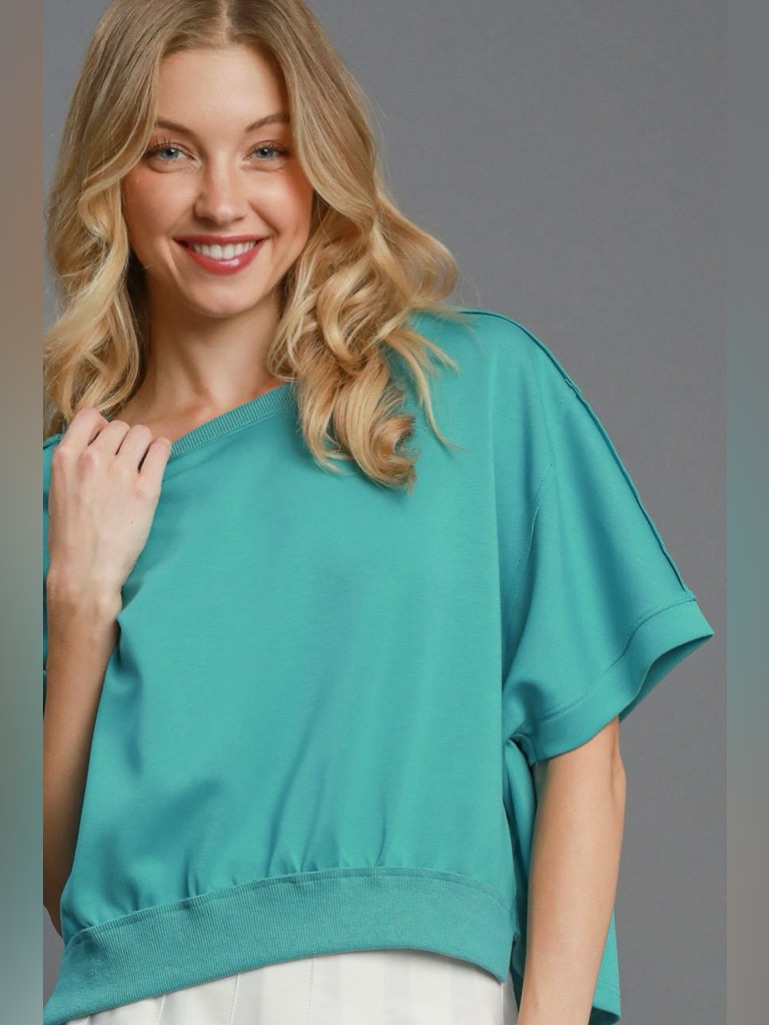 Umgee Full Size Lightweight Cropped Sweatshirt Plus Size